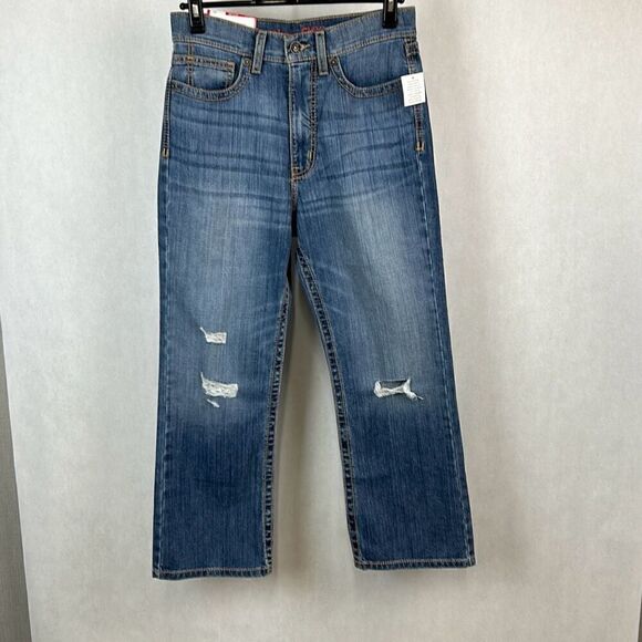 NEW Cruel Denim Skylar Jeans Sky-High Rise Crop Sz 28/5 Distressed Stonewash 26" - Picture 4 of 6